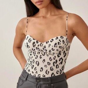 Reformation Leopard Print Spaghetti Strap Top S